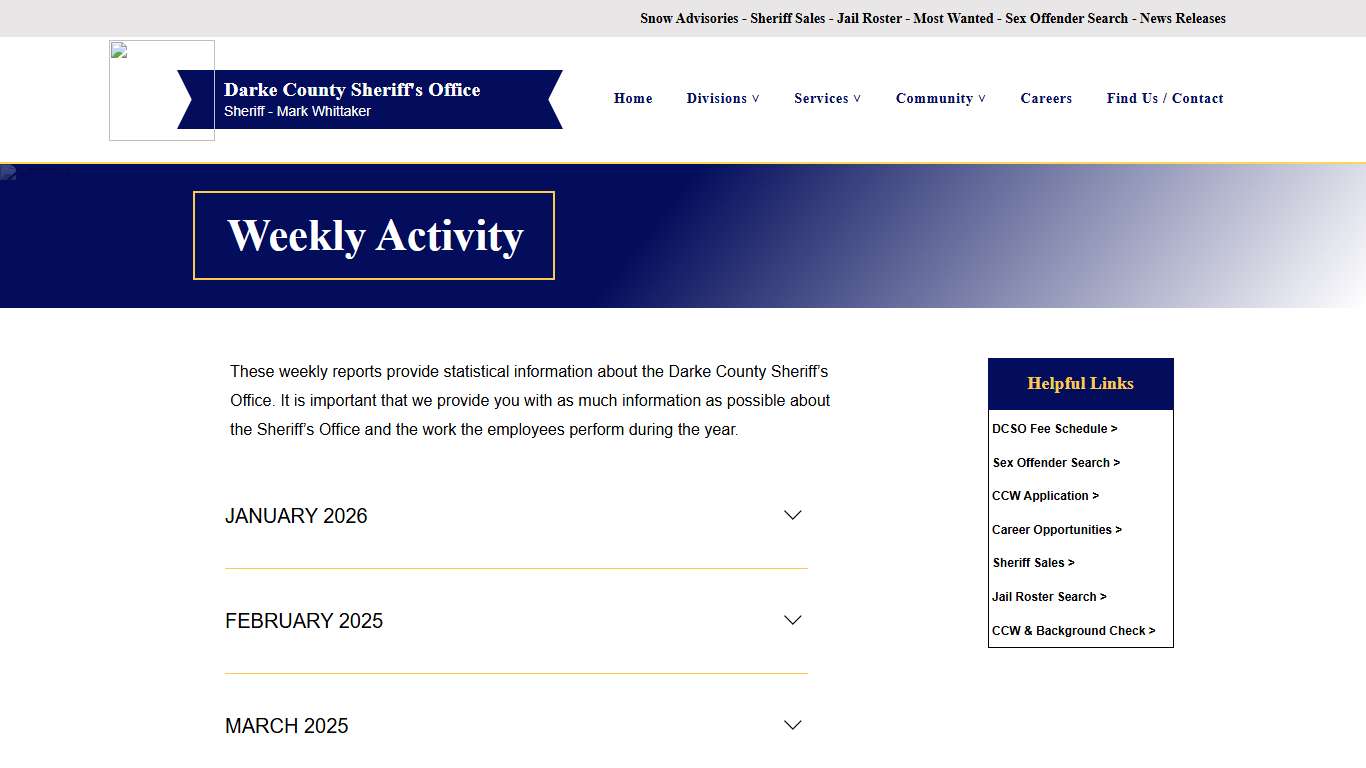 Weekly Activity Darke County Sheriff